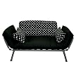 Mali Flex Futon - Black/ White Polka Dot [Pewter Frame]