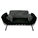 Mali Flex Futon - Black/ White Polka Dot [Pewter Frame]