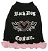 Dog Shirt - Metallic Foil Letters Rhinestone Accents Pink Heart and Flames Rock Dog Couture - X - Small (XS)