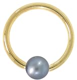 14 Gauge 5/8 - Peacock Pearl 14kt Yellow Gold Captive Bead Ring - 5mm