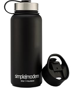 Simple Modern Stainless Steel Vacuum Insulated Water Bottle - Bonus Drinking Lid - Wide Mouth Thermos - Double Walled Flask - 32-Ounce