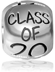 Class of 2012 Graduation Charm Bracelet Bead, Engraved, Solid Sterling Silver