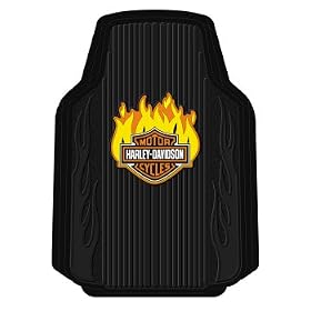 PlastiColor 669 Flaming Harley-Davidson Logo Universal-Fit Molded Front Floor Mats - Set of 2