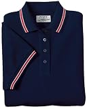 Port Authority Ladies Jersey Knit Sport Shirt with Stripe Trim, Plus 1X, Navy/White/Red