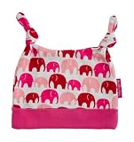 Toby Tiger Red/Pink Elephants Organic Baby Hat (6-12 months)
