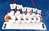 6" Clay Creations Polar Bear Family of 6 Sledding Christmas Ornament #20979