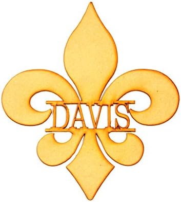 SHAPES OUTLET Custom Wood Signs - Fleur De Lis Inspired Monogram Wall Decor Decorative Piece, 14"