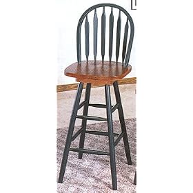 Arrowback Windsor Bar Stool with Swivel Seat in a Dark Oak  Green Finish by AtHomeMart