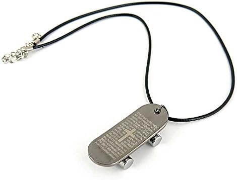 2 Pieces Men's Women's Leather Necklace Collier Lady Beauty Mens Costume NL1009 Scripture Skateboard