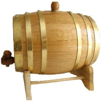 American Oak Barrel with Brass Hoops- 3 Liter or .8 Gallons by North American Barrel