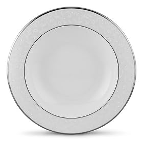 Lenox Opal Innocence Platinum Banded Bone China Pasta Bowl Rim Soup by Lenox