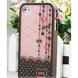 Brown and Pink Polka Dot Pattern Hard Case with Red Heart Love Design For the NEW Apple iPhone 5 (AT&T, Verizon, Sprint)