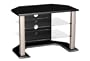 Sonax 30" wide, glass shelf, black & silver TV stand w/wire management