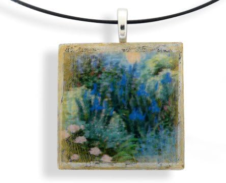 Art Print Necklace with Magnetic Clasp: Moon Garden