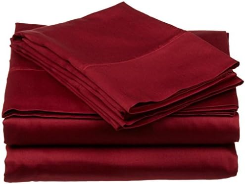 Burgundy Solid 100%Pima Cotton Cotton 500 Thread Count Gokul Linen RV King 72X80 Inch Size Bed Sheet Set 6PCs Pocket Depth 26 Inch Drop