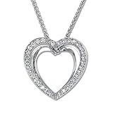 Search : 14 Karat (14K) White Gold Diamond Open Heart Pendant