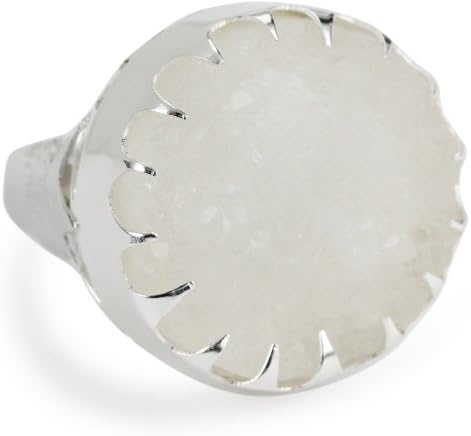 Pure Dead Brilliant "Gemstone" Large Sterling Silver Clear Druzy Ring, Size 8