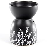 Ceramic Oil Burner Grass Design Black