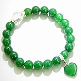 Swarovski and Green Jade Heart Good Luck Talisman Bracelet