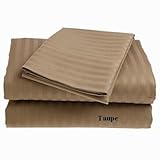 Egyptian Cotton 400 Thread Count Steen Stripe 7 Pcs Sheet Set & Duvet Cover Set Combo Taupe - Queen