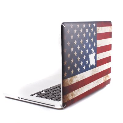 GMYLE US Flag with Apple Cutout Protective Decal Vinyl Skin Sticker for Apple MacBook White/Macbook Pro/Macbook Air 13-Inch/13.3-Inch
