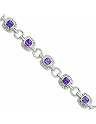 Genuine .925 Sterling Silver Purple & Clear Cz Bracelet . 100% Satisfaction Guaranteed.