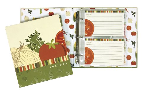 CR Gibson 3-Ring Binder Pocket Page Recipe Book for Recipe Cards, Cucina