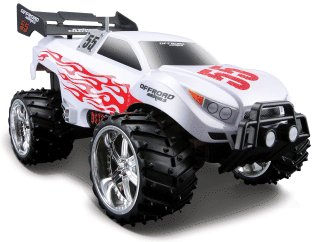 417AMYKIO1L 1:16 Maisto Off Road Remote Control Car   White Dune Blaster w/ Red Flames
