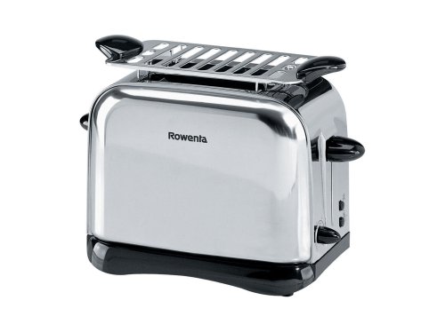 Rowenta TP-085 Toaster, schwarz/chrom, 2 Scheiben-Toaster, Brötchen Röstaufsatz