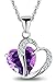 T&Y ENJOY YOUR LIFE Tyjewelry Womens 14k Gold Plated Amethyst Heart Shape Pendant Necklace (Purple,18