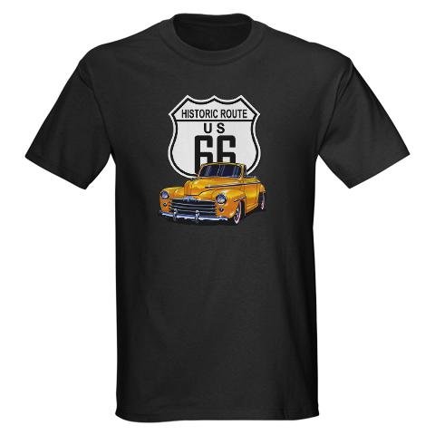 Classic Car Route 66 Vintage Dark T-Shirt by CafePress