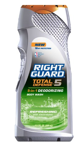 Right Guard Total Defense 5 Body Wash, Refreshing, 13.5-Ounce (Pack of 2)