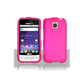 LG MS690 Optimus M Rubberized Shield Hard Case - Hot Pink