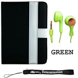 Amazon Kindle 2 Black/Silver Faux Canvas e-Book Reader Carrying Case Cover Melrose Series + Indlues a 4-Inch Determination Hand Strap + Hi-Fi Noise-Reducing Ear Buds Earphone set