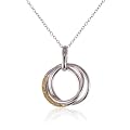 Sterling Silver Yellow Diamond Accent Two-Tone Interlocking Circles Pendant Necklace, 18"