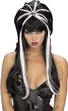 Sexy Halloween Costume Goth Long Black/White Witch Wig Womens Standard