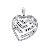 Aloha Heart Pendant in 14K White Gold - Medium