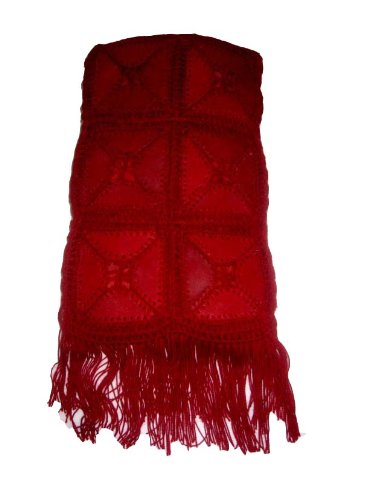 Extra 50% Off Hand Embroidered Scarf with Lots of Colorful Leather LES_DKRED_002