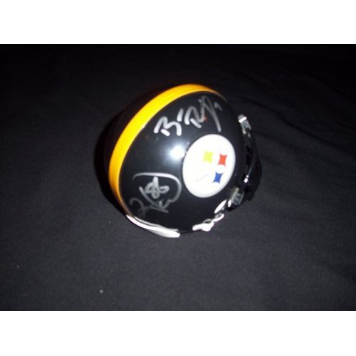GAI Authentic Ben Roethlisberger & Hines Ward Autograph Pittsburgh Steelers Mini Helmet w/ Display Case