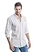 Z.KANG Men's Casual Linen Solid Long Sleeve Roll-up Shirt (Large)