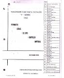 1960 MOPAR (Dodge, Chrysler, Imperial, Plymouth, DeSoto) Car Parts Book Manual List