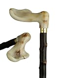 Walking Cane   Left Handed White marblized left palm grip handle set on a genuine blackthorn shaft. 36 tip size varies.