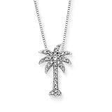 10K White Gold 0.15 ct. Diamond Palm Tree Pendant with Chain