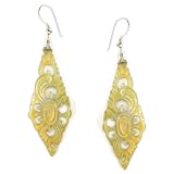 Floral Diamond Crest Shell And Silver Earrings