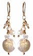 Gold Pearl & Clear Cluster Earrings
