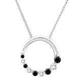 10K White Gold 1/4 ct. Alternating Black and White Diamond Journey of Love Circle Pendant with Chain