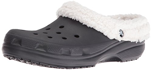 crocs Unisex Classic Mammoth Lined Mule, Black/Oatmeal, 9 US Men / 11 US Women