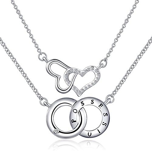 Gold Plated Staggered Heart Shape Pendant Necklace for Womens Valentines Gift in Fashion Jewelry "17"