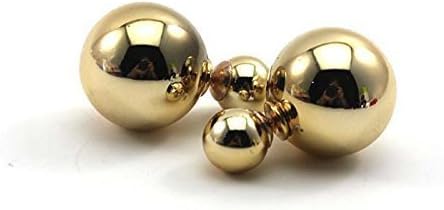 SASAMALL 2015 Fashion Designed Colorful Double-faced Pearl Double Pearl Beads Plug Stud Earrings for Girl, Lady,Women (Gold) by SASAMALL