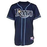 MLB Men's Tampa Bay Rays Six Button Cool Base Authentic Alternate Jersey (Navy, 40/Medium)